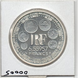 6.55957 francs argent BE 1999 Parité Franc euro pièces de monnaies de Paris