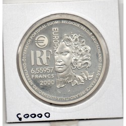 6.55957 francs argent BE 2000 Europa Art classique et baroque pièces de monnaies de Paris