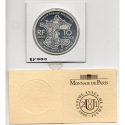 10 francs argent BE 2001 Notre Dame de Paris pièces de monnaies de Paris