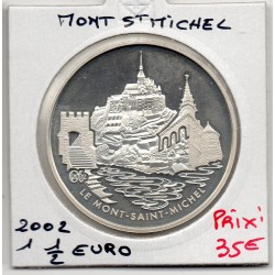 1 1/2 euro argent BE 2002 Mont Saint Michel pièces de monnaies de Paris