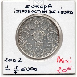 1/4 euro argent BU 2002 Europa introduction de l'euro pièces de monnaies de Paris