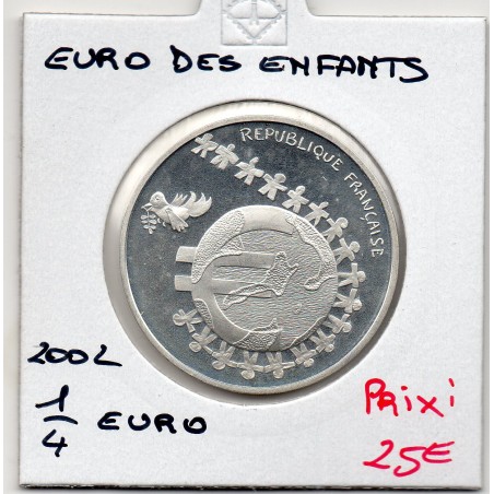 1/4 euro argent BE 2002 euro des enfants pièces de monnaies de Paris