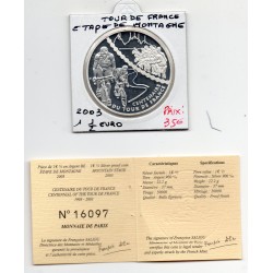1 1/2 euro argent BE 2003 Tour de France, Étape de montagne pièces de monnaies de Paris
