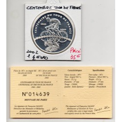 1 1/2 euro argent BE 2003 centenaire Tour de France pièces de monnaies de Paris