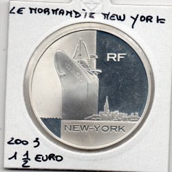 1 1/2 euro argent BE 2003 Le Normandie, New-York pièces de monnaies de Paris