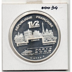 1 1/2 euro argent BE 2003 Courir, championnat du monde athlétisme pièces de monnaies de Paris
