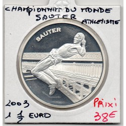 1 1/2 euro argent BE 2003 Sauter, championnat du monde athlétisme pièces de monnaies de Paris