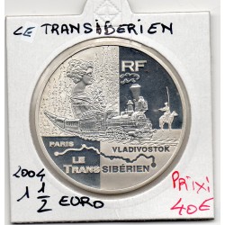1 1/2 euro argent BE 2004 Le Transsibérien pièces de monnaies de Paris