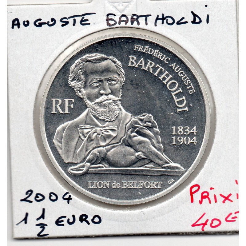 1 1/2 euro argent BE 2004 Auguste Bartholdi pièces de monnaies de Paris