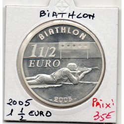1 1/2 euro argent BE 2005 Biathlon pièces de monnaies de Paris