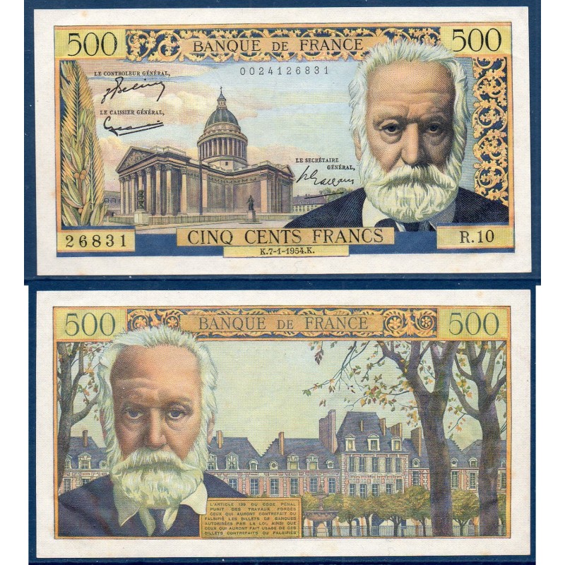500 Francs Victor Hugo Spl- 7.1.1954 Billet de la banque de France