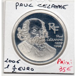 1 1/2 euro argent BE 2006 Paul Cézanne pièces de monnaies de Paris