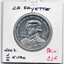 1/4 euro argent BU 2007 La Fayette pièces de monnaies de Paris