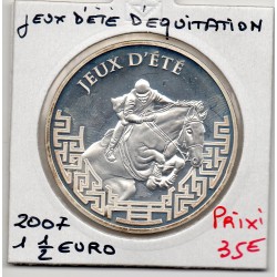 1 1/2 euro argent BE 2007 JO jeux d'été, équitation pièces de monnaies de Paris