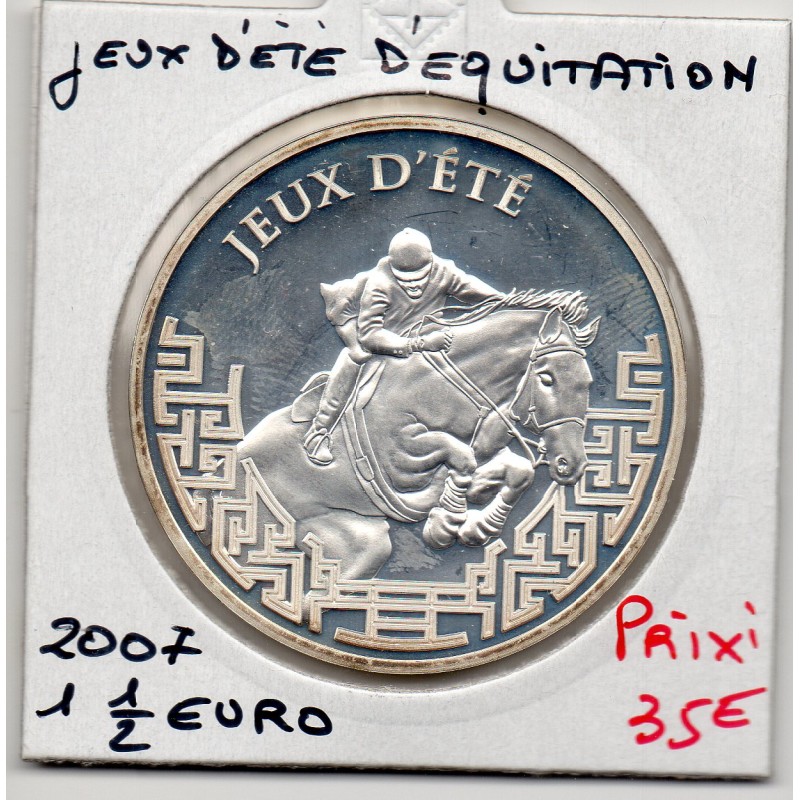 1 1/2 euro argent BE 2007 JO jeux d'été, équitation pièces de monnaies de Paris