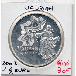 1 1/2 euro argent BE 2007 Vauban pièces de monnaies de Paris