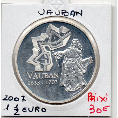 1 1/2 euro argent BE 2007 Vauban pièces de monnaies de Paris