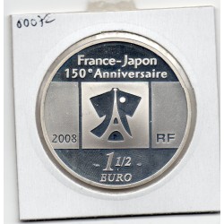1 1/2 euro argent BE 2008 France Japon, peinture Française pièces de monnaies de Paris