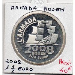 1 1/2 euro argent BE 2008 Armada de Rouen pièces de monnaies de Paris
