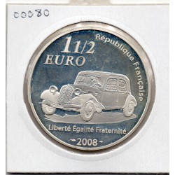 1 1/2 euro argent BE 2008 André Citroen pièces de monnaies de Paris