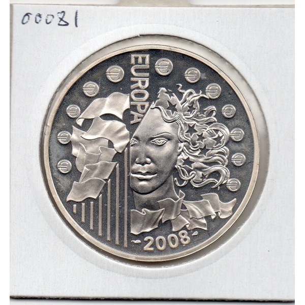 1 1/2 euro argent BE 2008 Europa Présidence de l'UE pièces de monnaies de Paris