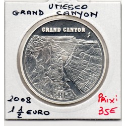 1 1/2 euro argent BE 2008 Unesco, Grand Canyon pièces de monnaies de Paris