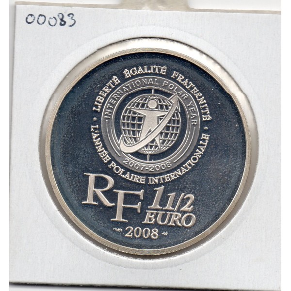 1 1/2 euro argent BE 2008 Terre Adélie pièces de monnaies de Paris