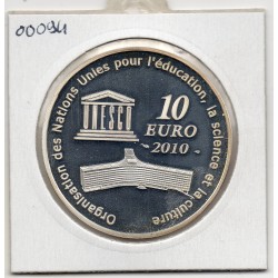 10 euros argent BE 2010 Unesco Taj Mahal pièces de monnaies de Paris