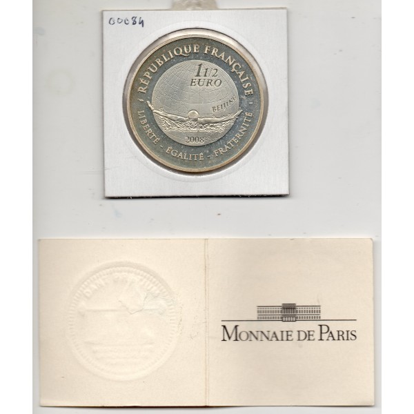 1 1/2 euro argent BE 2008 JO, la natation pièces de monnaies de Paris