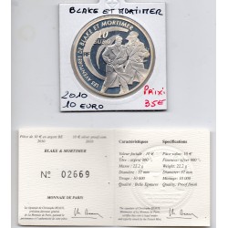 10 euros argent BE 2010 Blake et Mortimer pièces de monnaies de Paris