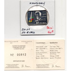 10 euros argent BE 2011 Vassily Kandinsky pièces de monnaies de Paris