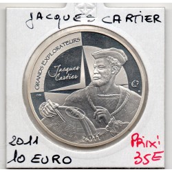 10 euros argent BE 2011 Jacques Cartier pièces de monnaies de Paris