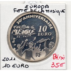 10 euros argent BE 2011 Europa Fête de la musique pièces de monnaies de Paris