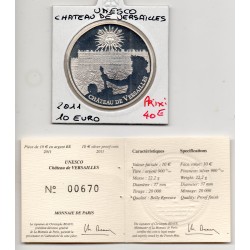 10 euros argent BE 2011 Unesco Chateau de Versailles pièces de monnaies de Paris
