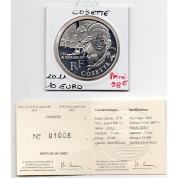 10 euros argent BE 2011 Cosette pièces de monnaies de Paris