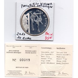 10 euros argent BE 2011 jeux d'hiver Patinage artistique pièces de monnaies de Paris