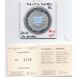 10 euros argent BE 2011 Racing Metro 92 pièces de monnaies de Paris