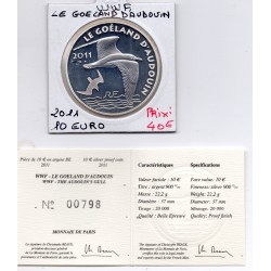 10 euros argent BE 2011 WWF Le goeland d'Audouin pièces de monnaies de Paris