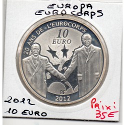 10 euros argent BE 2012 Europa, Eurocorps pièces de monnaies de Paris