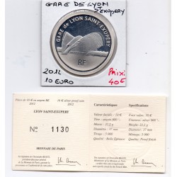 10 euros argent BE 2012 Gare de Lyon Saint-Exupéry pièces de monnaies de Paris