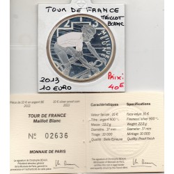 10 euros argent BE 2013 Tour de France, Maillot blanc Pièces de monnaies de Paris