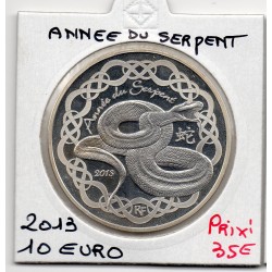 10 euros argent BE 2013 Année du serpent Pièces de monnaies de Paris