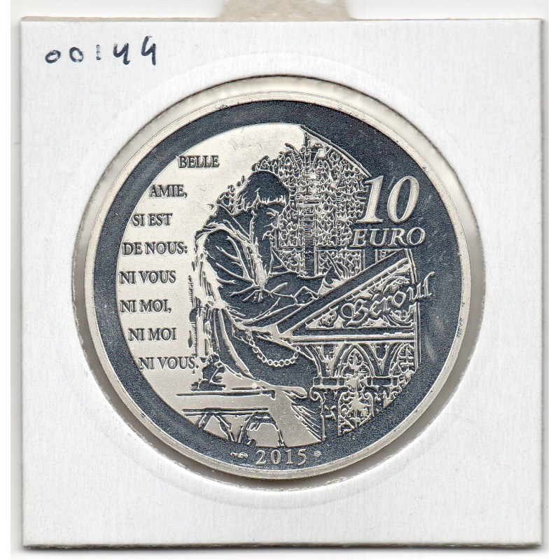 10 euros argent BE 2015, Tristan et Iseult Pièces de monnaies de Paris