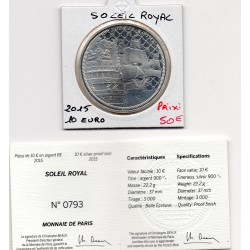 10 euros argent BE 2015, Le Soleil Royal Pièces de monnaies de Paris