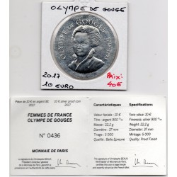 10 euros argent BE 2017, Olympe de Gouges Pièces de monnaies de Paris