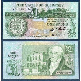 Guernesey Pick N°48a Neuf, billet de banque de 1 livre 1980