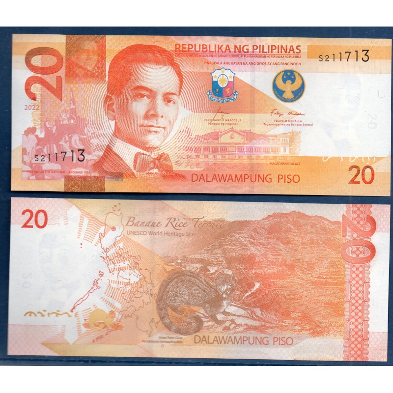 Philippines Pick N°230a, Neuf Billet de banque de 20 Piso 2022