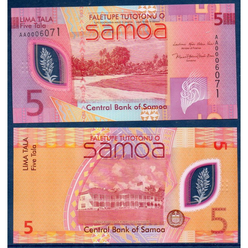 Samoa Pick N°47a, neuf Billet de banque de 5 Tala 2023
