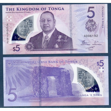 Tonga Pick N°51, Neuf Billet de banque de 5 Pa'anga 2023