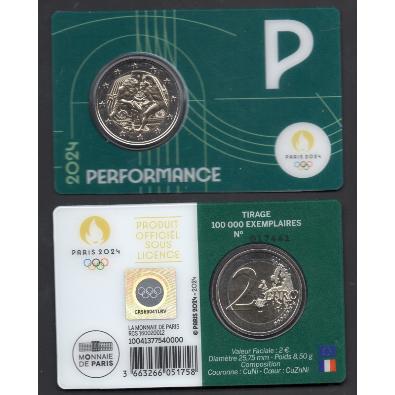 2 euro commémorative France 2024 Jeux olympiques version performance  pièce de monnaie €